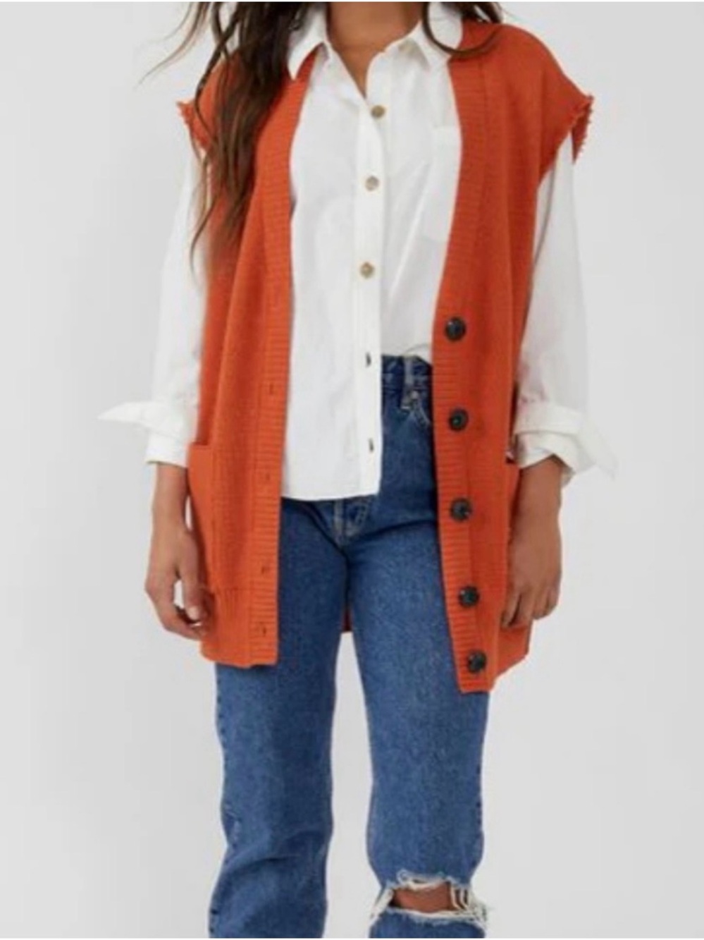 Free People Women’s Orange Oakleigh Sweater Vest